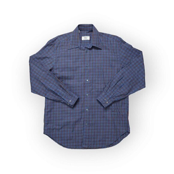 Brioni‎ Plaid Button Up Long Sleeve Shirt Mens Small - Picture 1 of 9